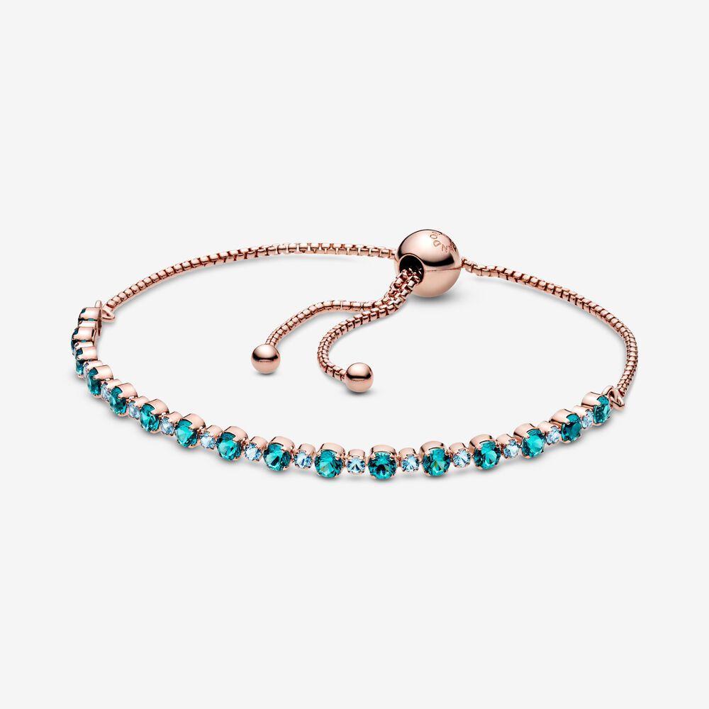 Срібний браслет у позолоті Pandora Бірюзове сяйво Rose 588961C01 25, фото 1