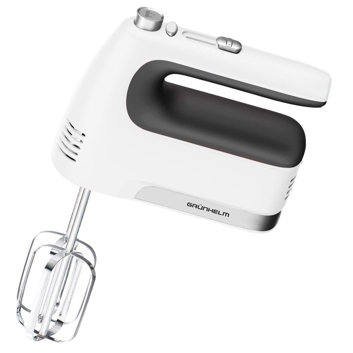 Ручний міксер Grunhelm GRM676 кухонний міксер для дому 5 швидкостей 2 насадки Білий 400 Вт, фото 1