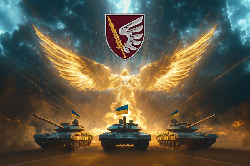 Прапор 79 ОДШБр ДШВ Янгол ЗСУ золотий