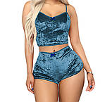 Сексуальний комплект із мармурового велюру S We Love Синій, фото 2