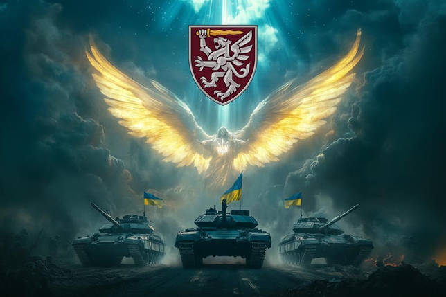 Прапор 80 ОДШБр ДШВ Янгол ЗСУ синій, фото 1
