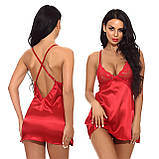 Атласний пеньюар із мереживними вставками S We Love Червоний, фото 6