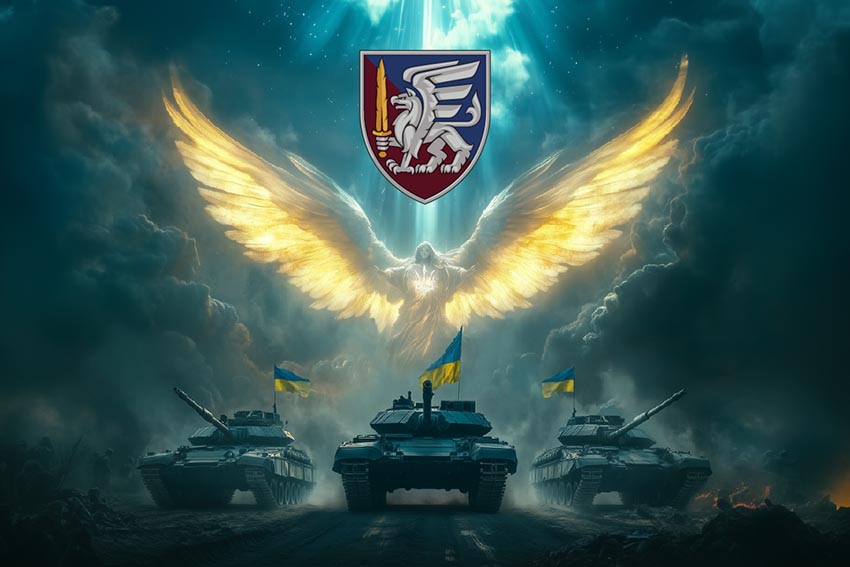 Прапор 81 ОАеМБр ДШВ Янгол ЗСУ синій