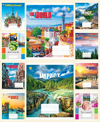 Зошит 48 аркушів клітка "Тетрада"/ Мікс Подорожі, фото 1