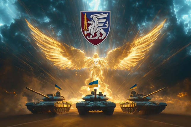 Прапор 81 ОАеМБр ДШВ Янгол ЗСУ золотий, фото 1