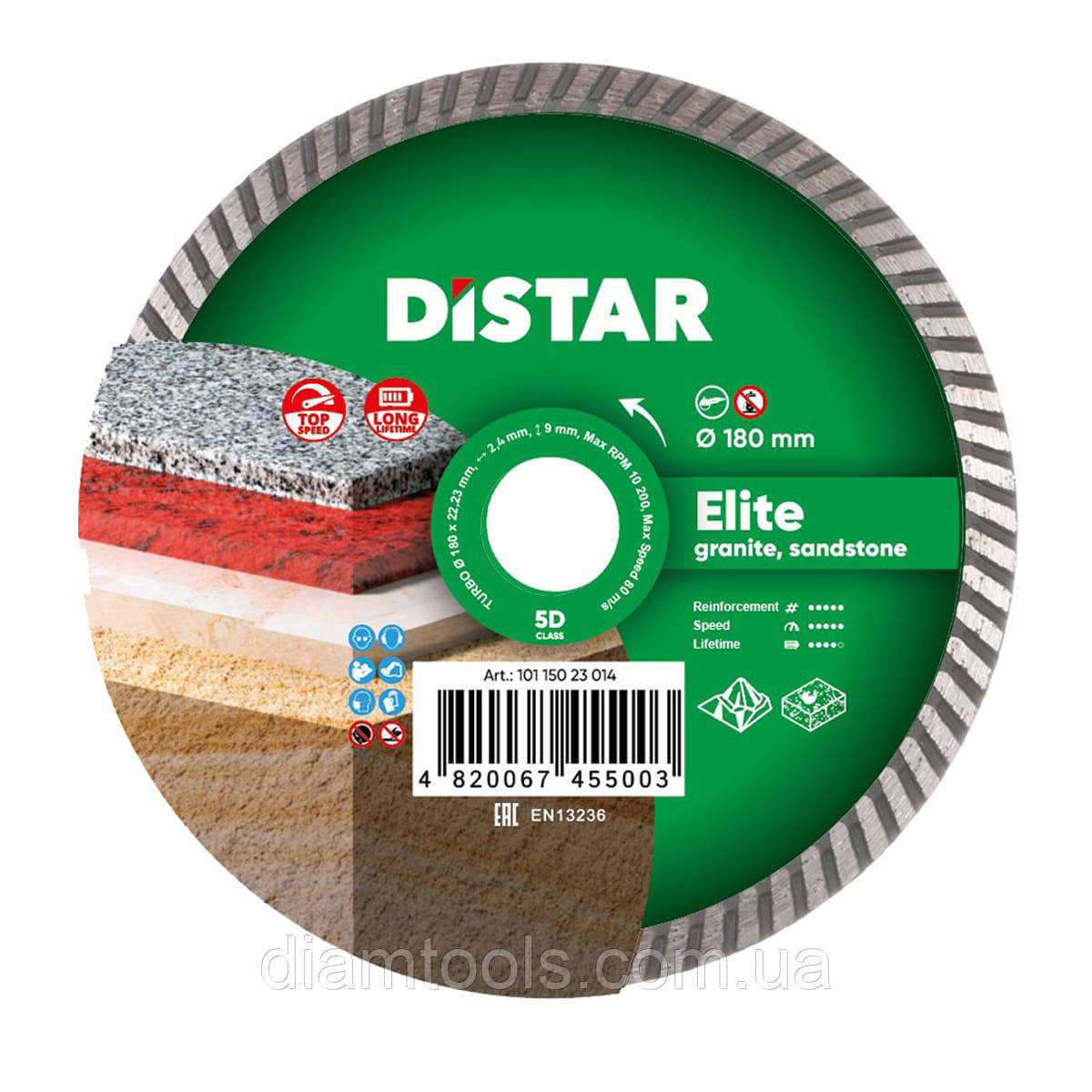 Круг алмазний відрізний по граніту Distar Elite 180x2.4x9x22.23