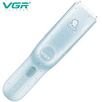 Дитяча машинка для стриження з функцією збирання волосся VGR V-155 BLUE, 4 безпечні насадки, безшумна, IPX8, фото 5