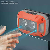 Ліхтар налобний WH-0218-XPG(white+yellow)+SMD(red), Motion Sensor, Li-Ion акумулятор, ЗП Type-C, фото 4