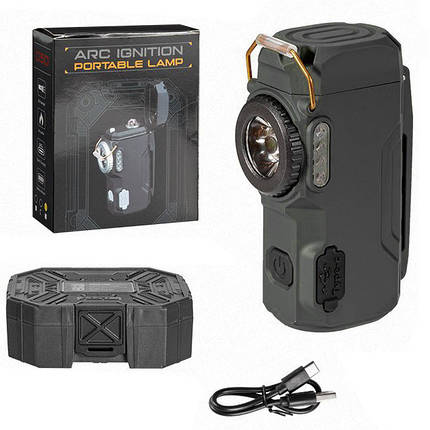 Ліхтар MULTIFUNCTIONAL D50-SMD black, Li-Ion акум., індикація заряду, запальничка, ЗП Type-C, Box, фото 1