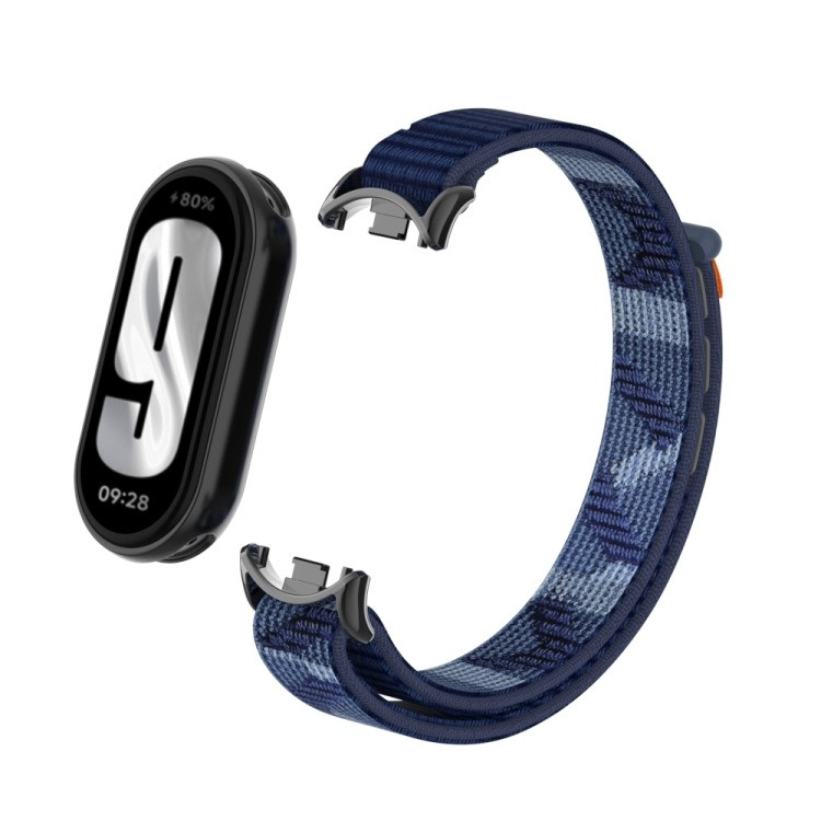 Ремінець для фітнес-браслету Mi Band 8 та 9 нейлоновий синій камуфляжний