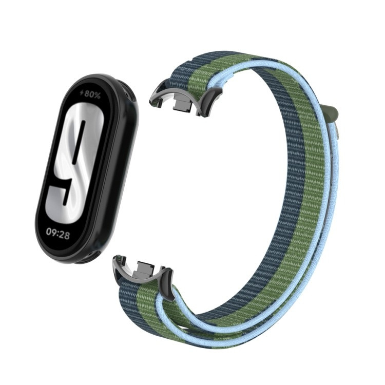 Ремінець для фітнес-браслету Mi Band 8 та 9 нейлоновий зелений та синій