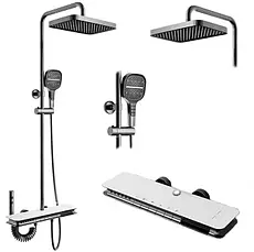 Душова система з термостатом KRF10, з дисплеєм температури та світлодіодним підсвічуванням, збройова сталь-stryqq