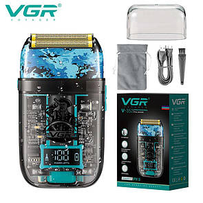 Електробритва VGR V-352 шейвер, подвійне лезо, IPX5, LED Display