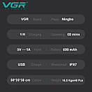 Електробритва VGR 3 в 1 V-303, 3 насадки, IPX7, LED display, фото 4
