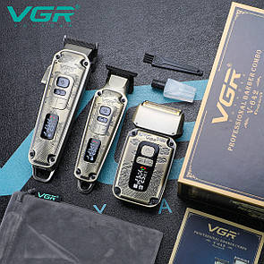 Комплект VGR 3 в 1 V-642 акумуляторна машинка для стриження (clipper), тример та електробритва (шейвер)