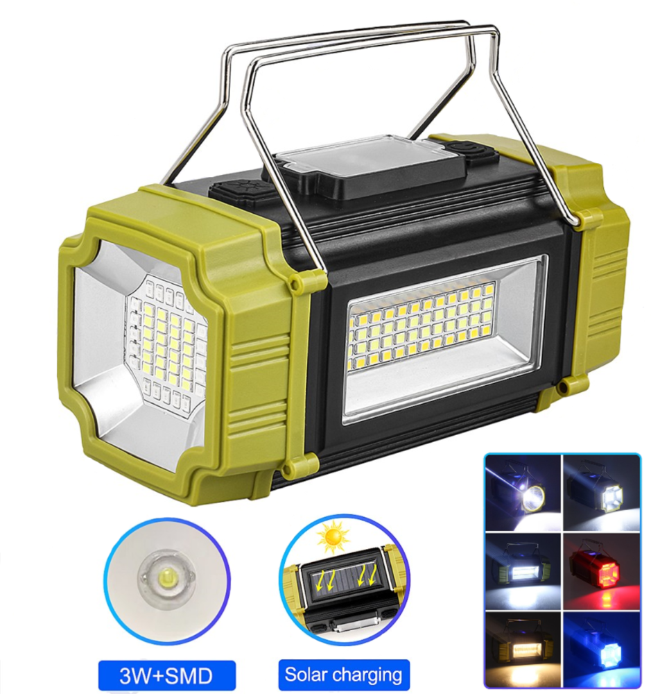 Ліхтар переносний LS-228-LED WHITE+RED+BLUE+YELLOW, power bank, Li-Ion акум., сонячна батарея, ЗП Type-C