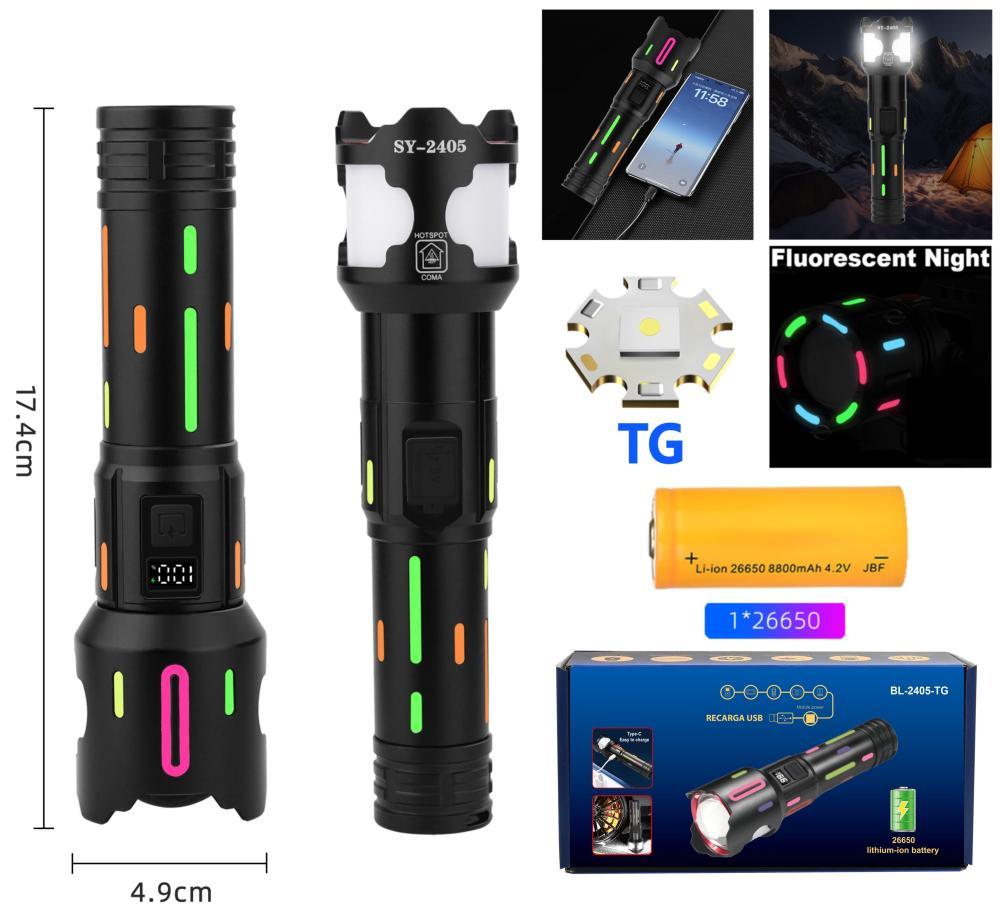 Ліхтар NIGHT VISION FLUORESCENCE BL-2405-TG, 1x26650, power bank, індикація заряду, ЗП Type-C, zoom