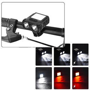 Велоліхтар + на лоб SH-T808-2XPE+20SMD(white+red), Motion Sensor, Li-Ion акум., ЗП Type-C, Box AuraHome