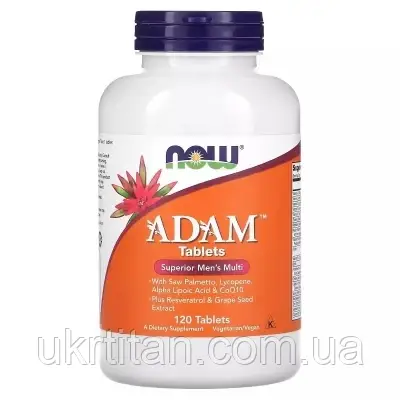 Оригінал! Мультивітамін Now Foods Супер Мультивітаміни для Чоловіків, Adam, Superior Men's Multi, 120 таб (NOW-03876) - Вища, фото 1