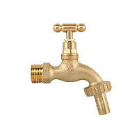 Кран вентильний РЗ 1/2", штуцер під шланг 
3/4", латунний, SLOW OPEN, BR-KSO1234