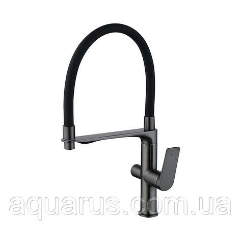 Змішувач для кухні Mixxus Premium DERBY 021 (NUT) GRAPHITE REFL.BLACK з виходом для питної води (MI6612), фото 1