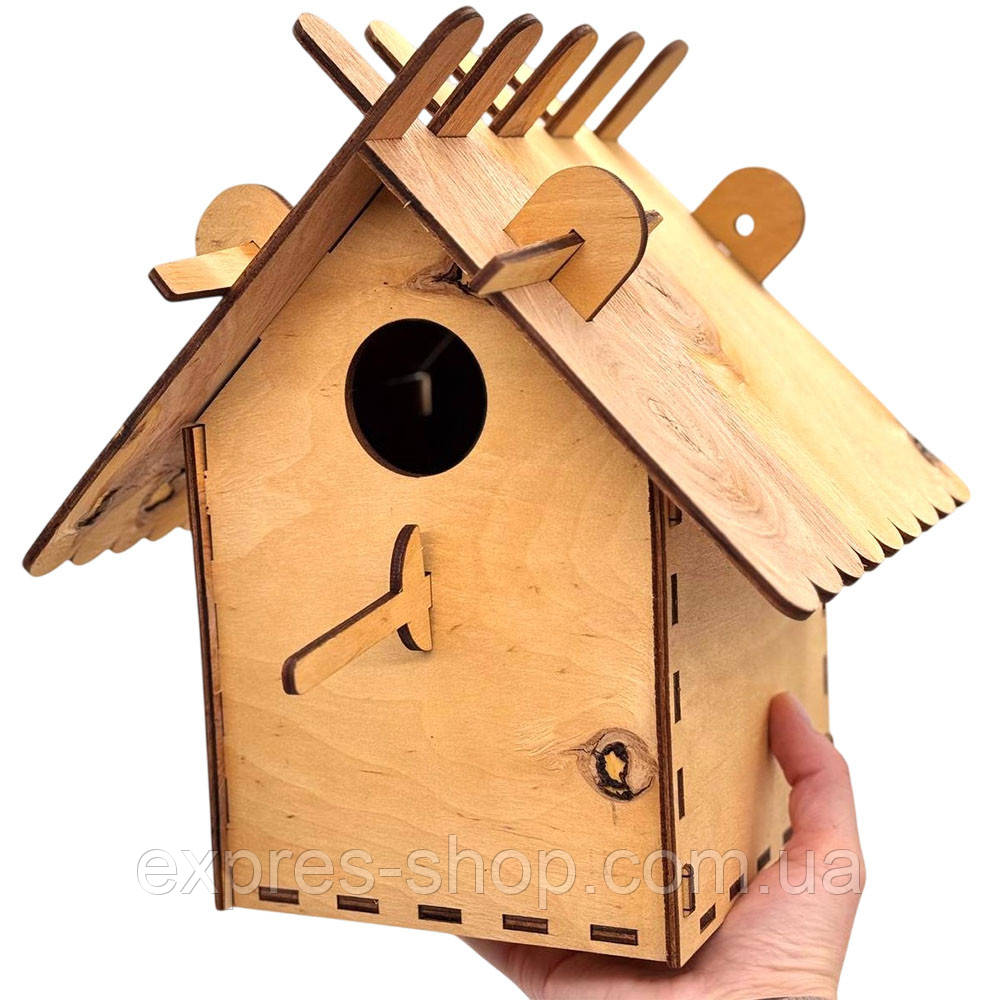 Набір для творчості Шпаківня для птахів, з фанери / Будиночок годівниця для птахів / Вулична годівниця для пташок, фото 1