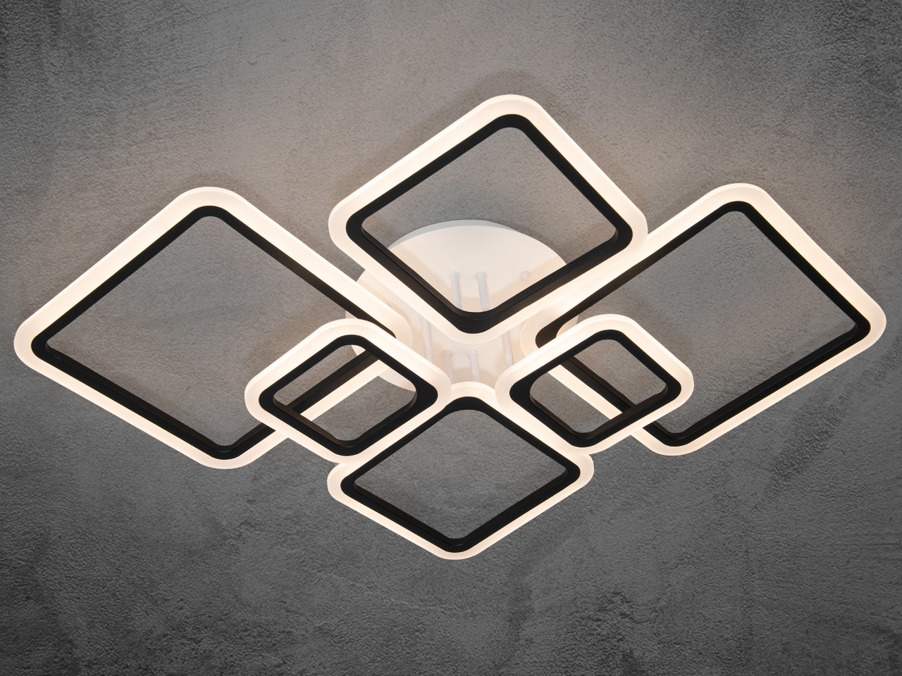 Яскрава LED люстра в спальню з пультом, колір чорний, 115 W на 15 м2 A8160-6BKDIM-LS, фото 1