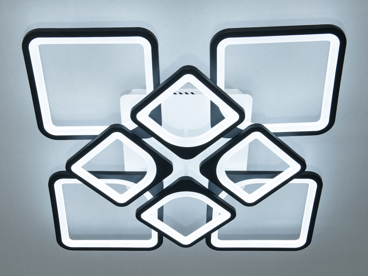 Світлодіодна люстра для холу з пультом, колір чорний, 135 W на 19 м2 H8060-4+4BKDIM-LS