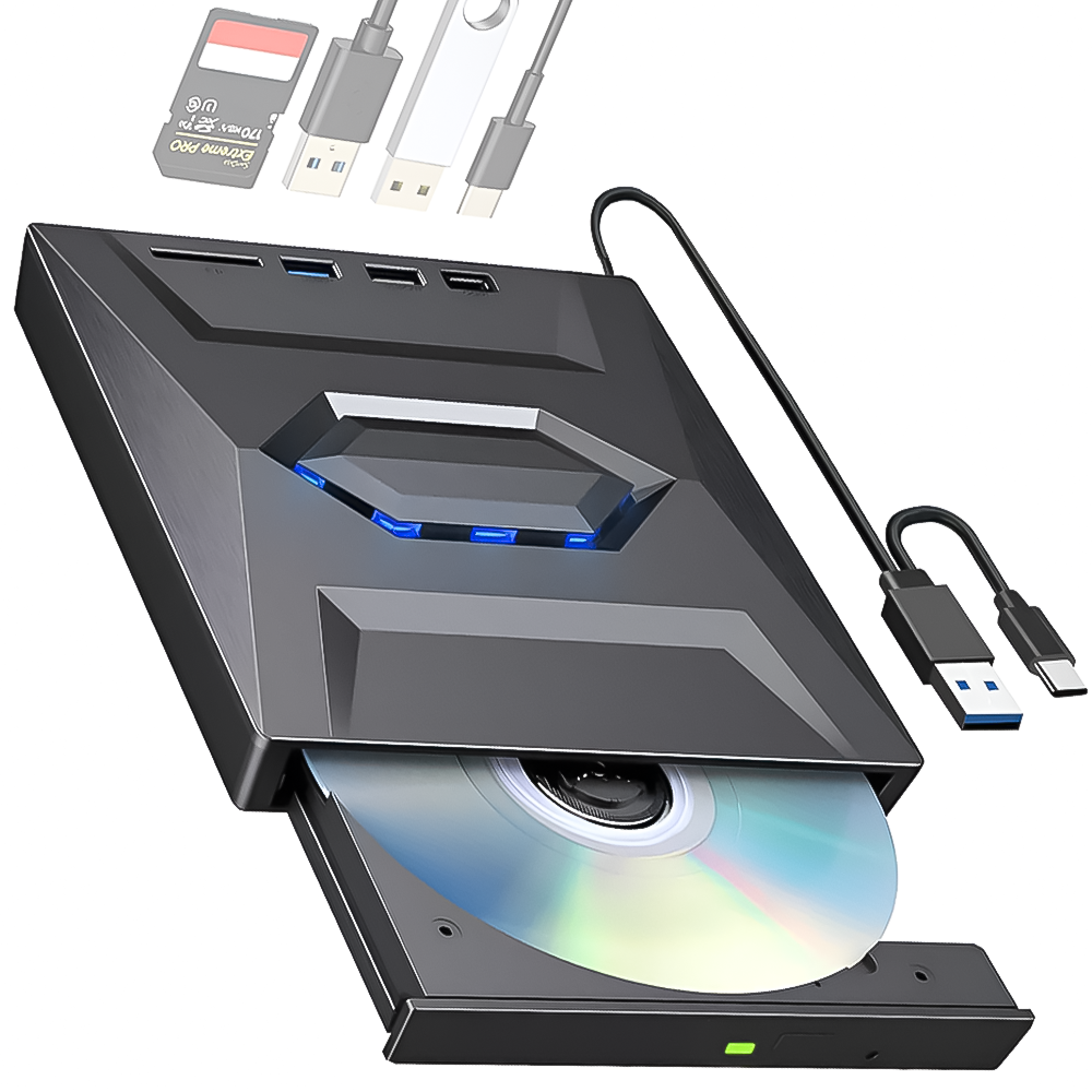 Зовнішній USB 3.0 + Type-C оптичний дископривід Addap EDB-03, портативний дисковод для комп’ютера, ноутбука, макбука | зчитувач