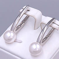 Сережкиз перлами XР. Родій. Довжина: 33 мм. Ширина: 12 мм.