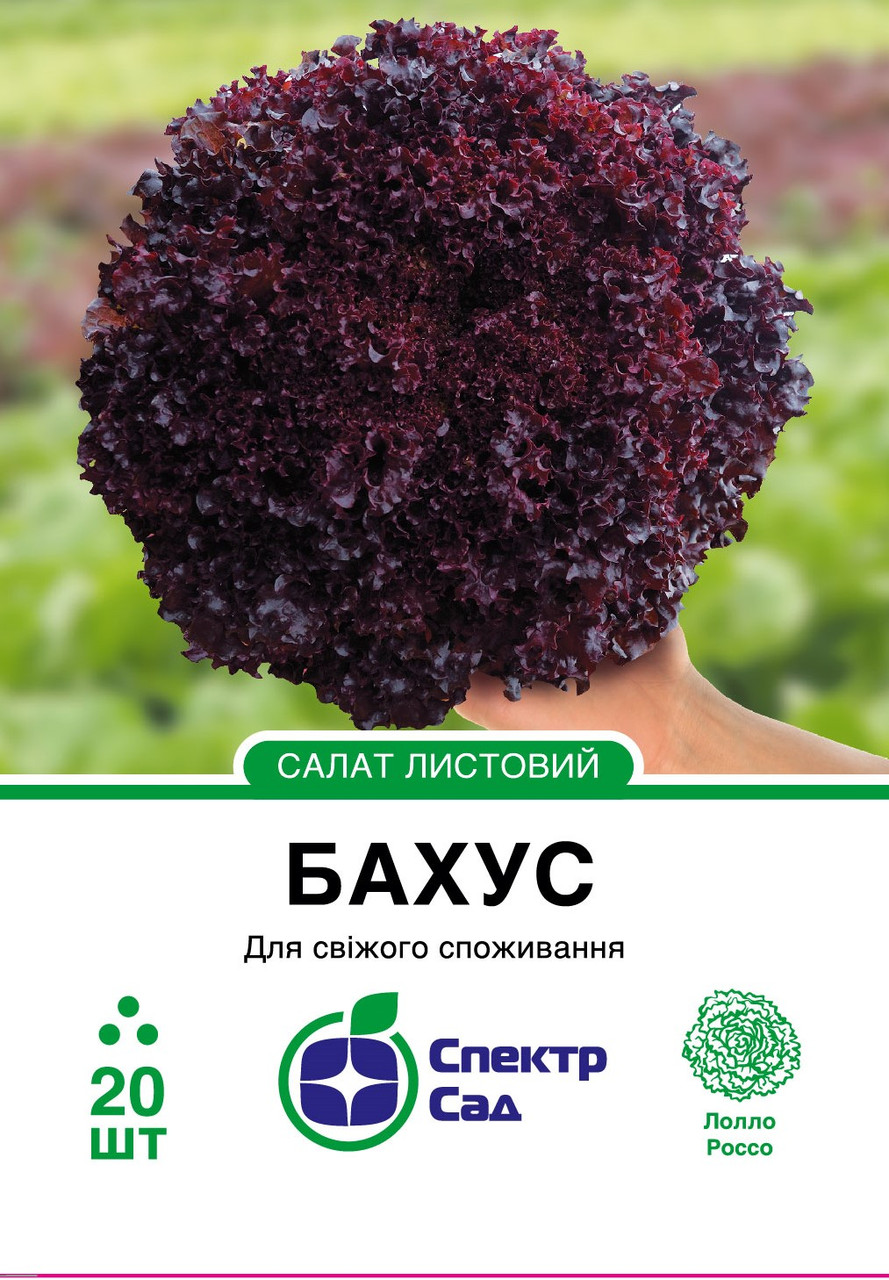 Салат Бахус, тип лолло росса, насичено-червоний, 20 нас. СПЕКТР