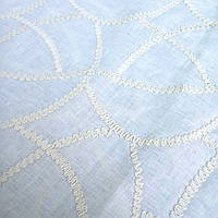 Лляна тканина білого кольору з вишивкою та Aero-finish обробкою (шир. 300 см)