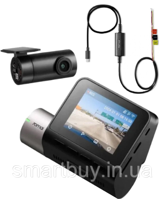 Xiaomi 70mai Dash Cam A510 + Rear Cam (гарантія 12 місяців) + кабель режиму паркування