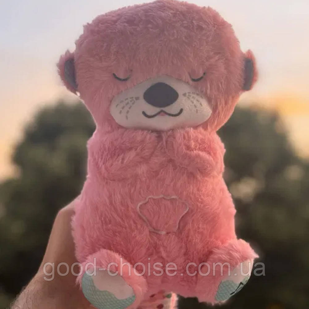 М'яка іграшка нічник з функцією дихання від батарейок, "Видра" 33,5см / Нічник для дітей / Нічник для сну, фото 1