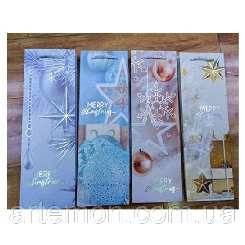 Пакет новорічний паперовий під пляшку "Christmas magic" 12*9*35см Stenson R33084 [Склад зберігання: Одеса №3]