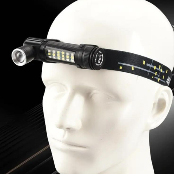 Ліхтар налобний акумуляторний з індикатором заряду SY-2209-Р50+18SMD(RGB) Чорний