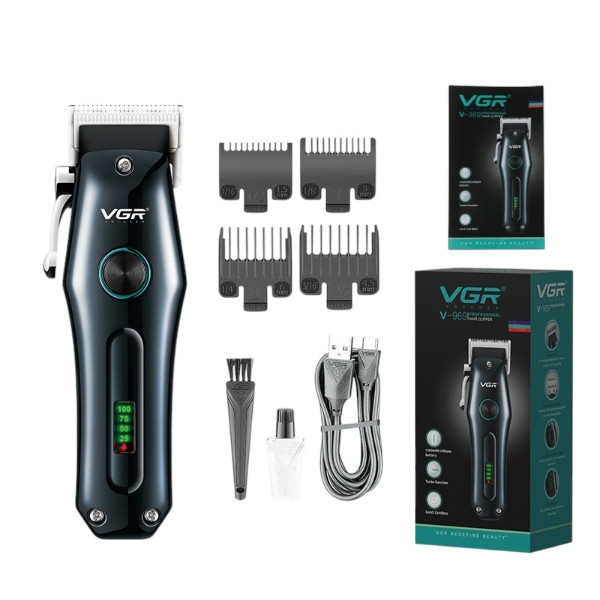 Акумуляторна машинка для стрижки +4 насадки VGR V-969 Чорна