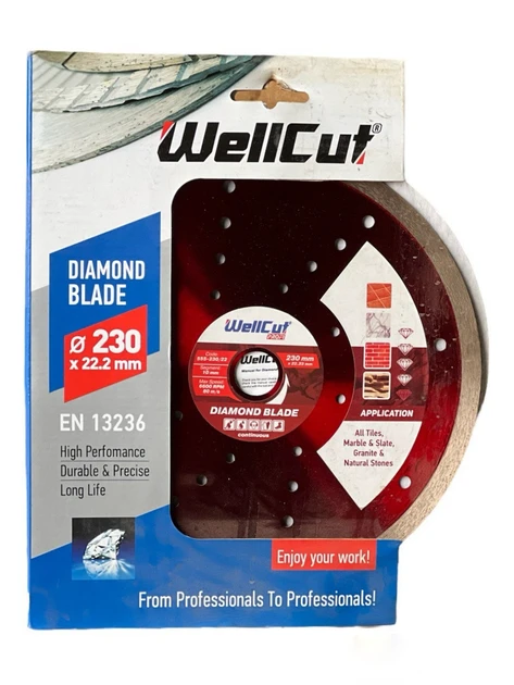 Алмазне коло WELLCUT PROFI 230 мм*10 мм*2,4 мм*22,23 мм Плитка