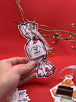 1000 шт. Листівка-цукерка з шоколадкою на ялинку з вашим логотипом