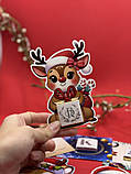 5000 шт. Листівка "Новорічний олень" з шоколадкою з вашим логотипом, фото 3