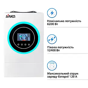 Автономний інвертор 1 фаза SAKO SUNON V 6.2kW 48 V 1 MPPT Wi-Fi 220V, фото 3