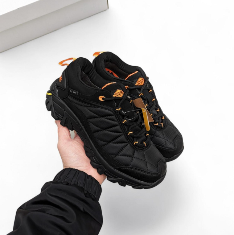 Чоловічі зимові Термо кросівки Merrell Ice Cap Moc Termo Мерел чорні з помаранчевим теплі осінь єврозима
