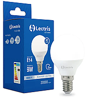 Led лампа (10 шт) шарик G45 Е14 9w 4000К 720Lm 220V (нейтральный свет, светодиодная, экономная) Lectris