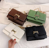 Жіноча міні сумочка клатч під рептилію, Маленька сумка на ланцюжку рептилія (1051)