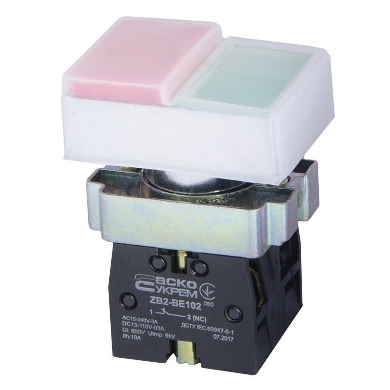 Кнопка керування АСКО-УКРЕМ XB2-BL9425 подвійна "Старт/Стоп" 1NO+1NC IP40 (A0140010014), фото 1