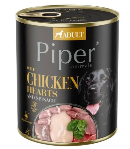 Консерви DN Piper 800 г з курячими сердечками та шпинат для собак, фото 1