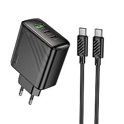 Мережевий зарядний пристрій Hoco CS26A 2 USB-C/1USB PD/QC 45W+Type-C to Type-C