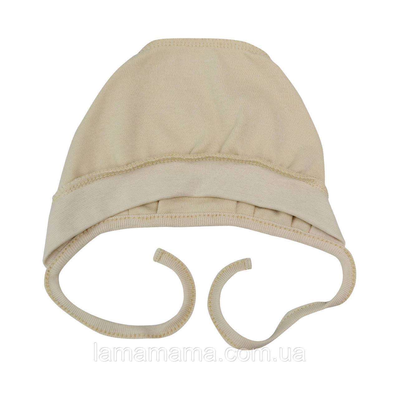 Чепчик на зав'язках із зовнішніми швами бавовняний для новонароджених дівчаток М'якенькі лапки Таш Minikin, фото 1