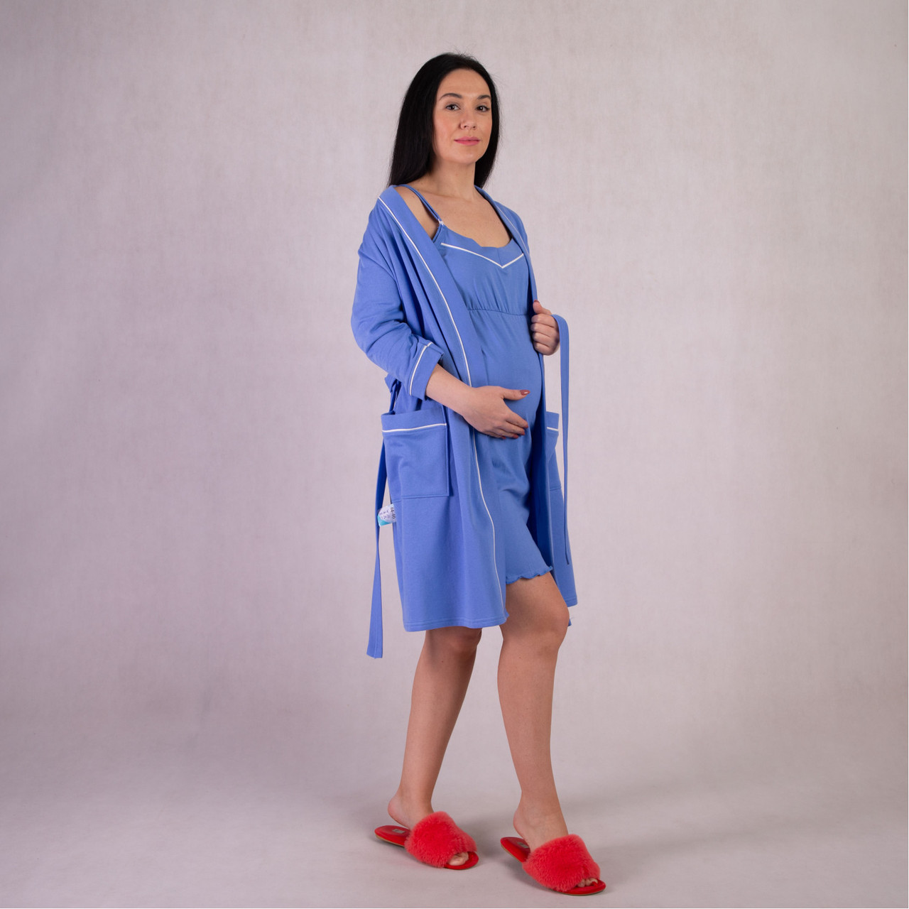 Комплект теплий для пологового будинку для вагітних і мам-годувальниць синій р.44-60