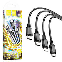 Кабель USB 4в1 Hoco X76 (Lightning+Micro+2хType-C) (2А/1м) чорний